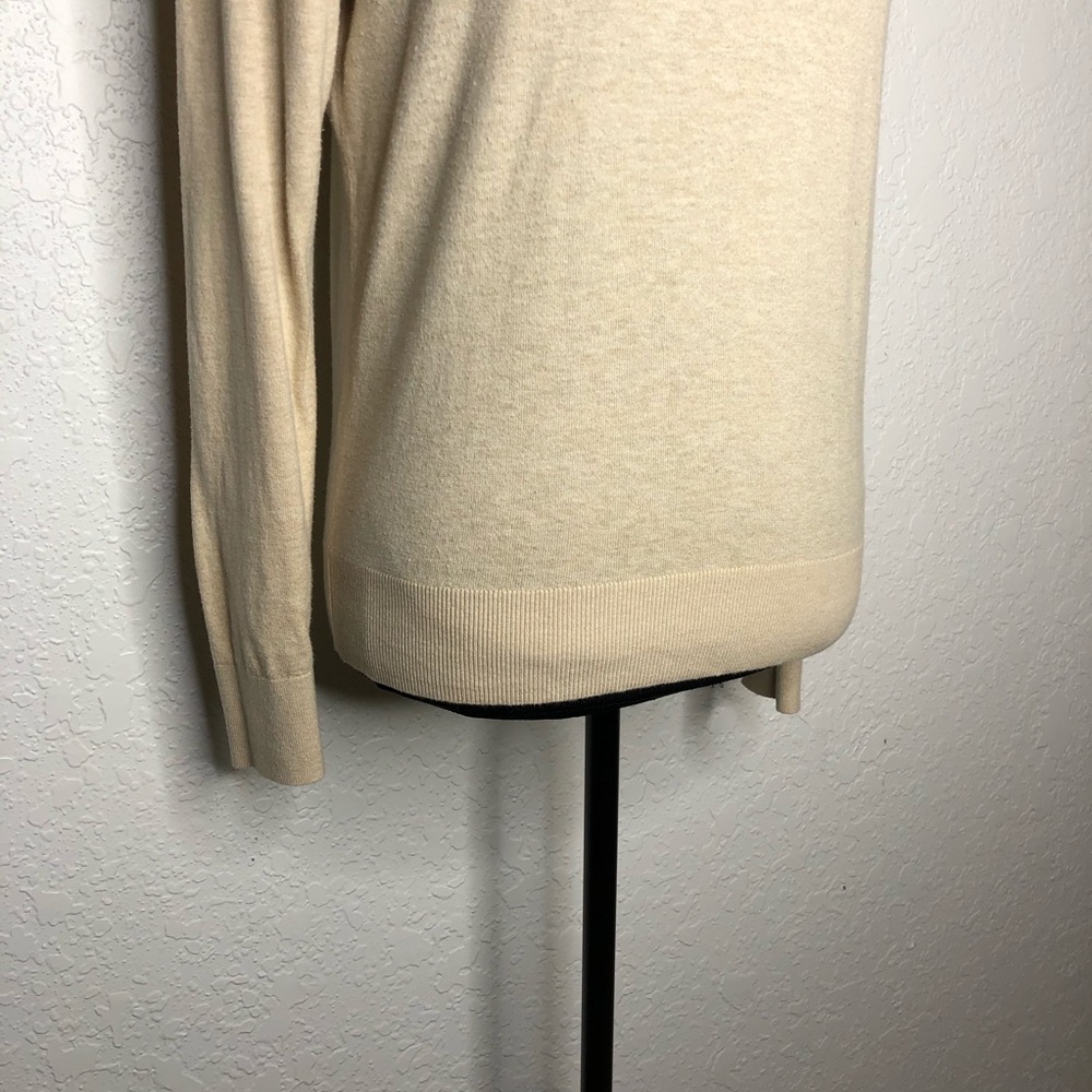 Quince oatmeal cream tan organic cotton cashmere lightweight sweater size Medium - Picture 3 of 14